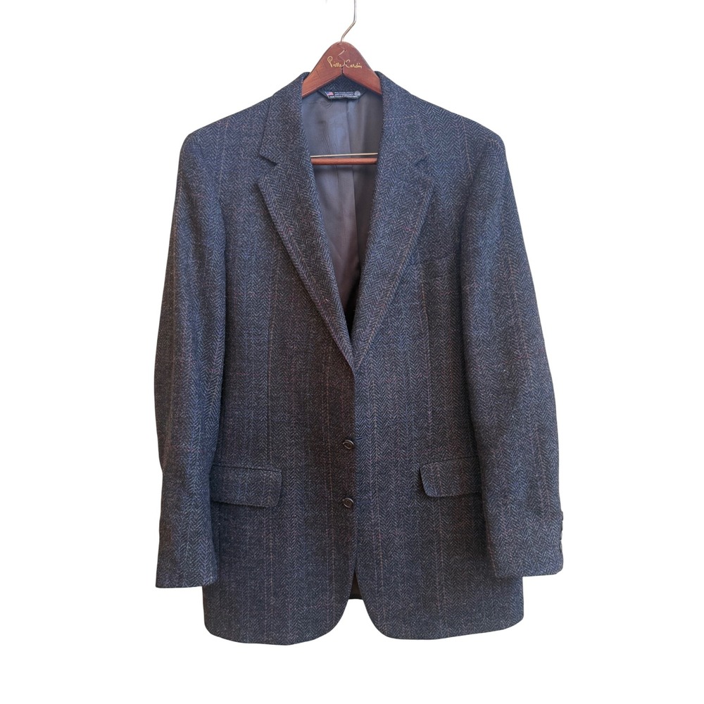 John Alexander G Fox Vintage Pure Wool Herringbone Blazer Grey Windowpane 42R